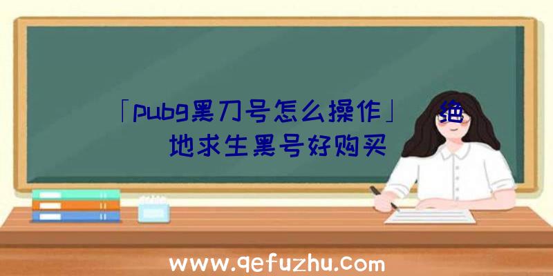 「pubg黑刀号怎么操作」|绝地求生黑号好购买